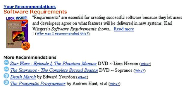 2003 Amazon.com homepage recommendations feature