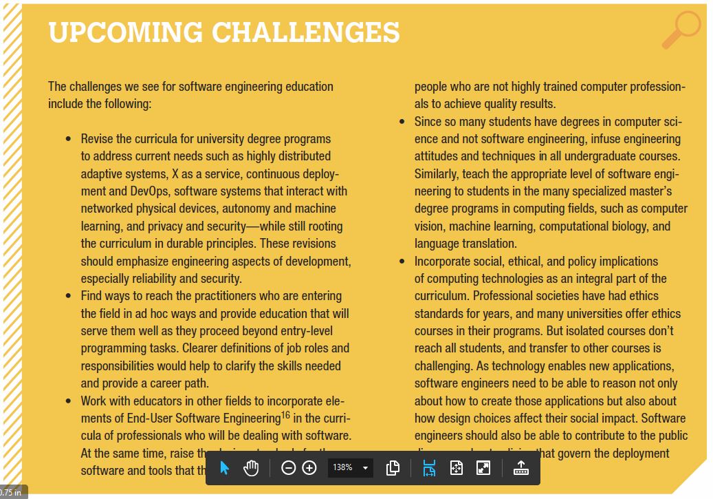 Challenges facing software engineering education.