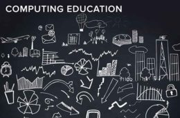 chalkboard with education symbols on it for computing education column