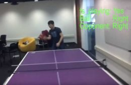 still from video of person playing ping pong