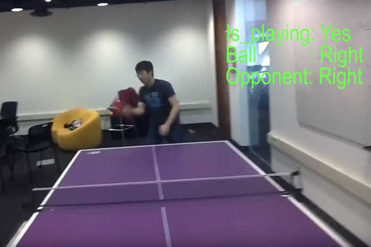still from video of person playing ping pong