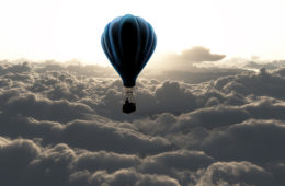 air balloon in sky with clouds