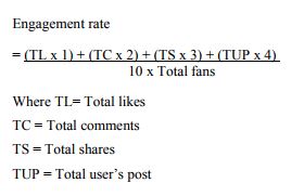 researchers' engagement rate formula for Facebook