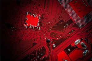 circuit board in red