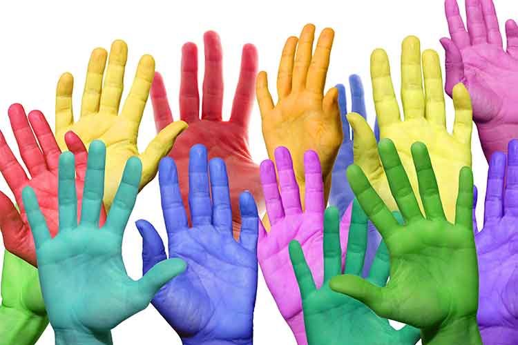human hands of different colors
